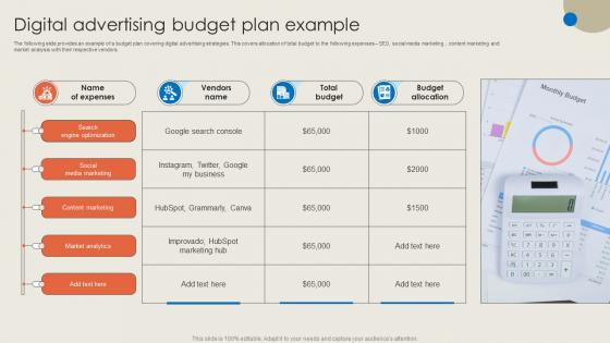 Digital Advertising Budget Plan Example