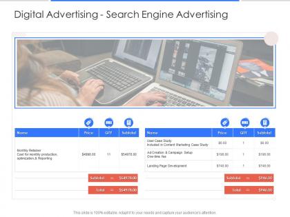 Digital advertising search engine advertising campaign design and execution proposal template ppt aids