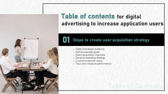 Digital Advertising To Increase Application Users Table Of Contents