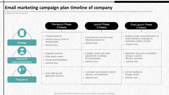 Digital Advertising To Increase Email Marketing Campaign Plan Timeline Of Company
