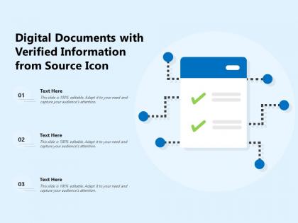 Digital documents with verified information from source icon