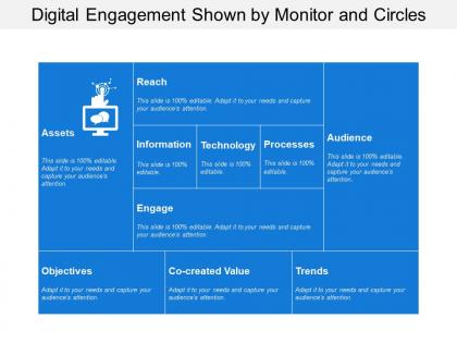 Digital engagement shown by monitor and circles
