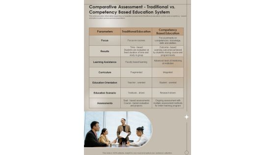 Digital Learning Comparative Assessment Traditional Vs Competency Based One Pager Sample Example Document