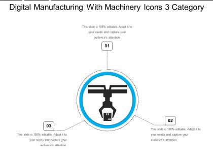Digital manufacturing with machinery icons 3 category