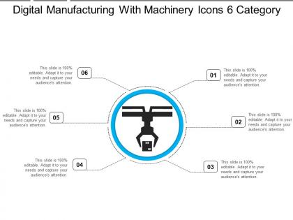 Digital manufacturing with machinery icons 6 category