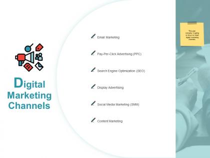Digital marketing channels slide advertising ppt powerpoint presentation visuals