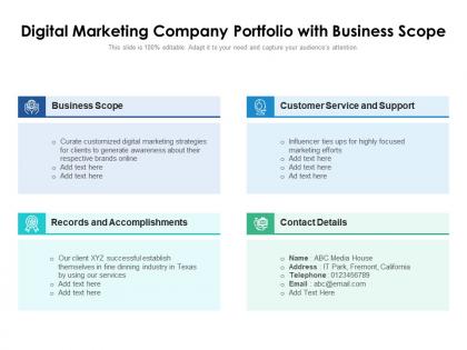 Digital marketing company portfolio with business scope