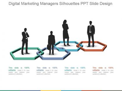Digital marketing managers silhouettes ppt slide design