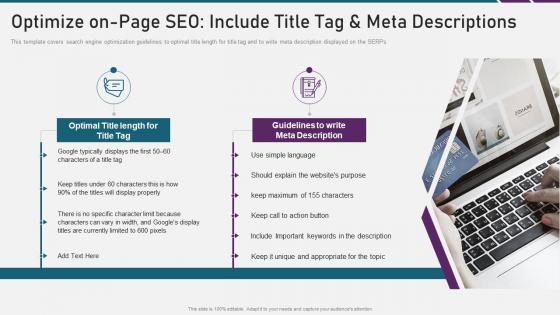 Digital marketing playbook optimize on page seo include title tag and meta descriptions