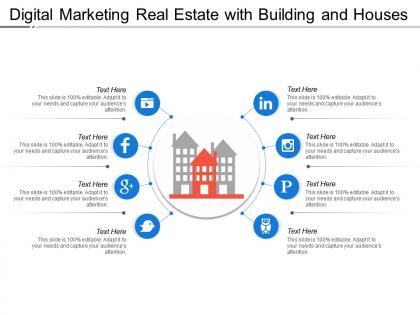 Digital marketing real estate with building and houses