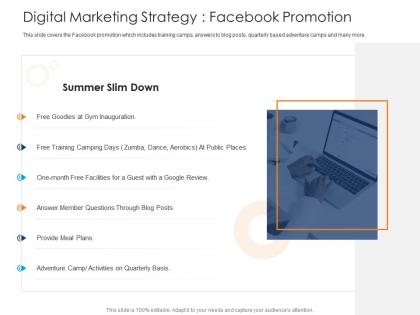 Digital marketing strategy facebook promotion health and fitness clubs industry ppt microsoft