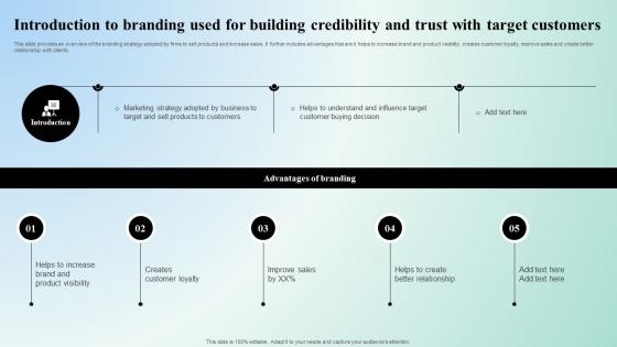 Digital Marketing Techniques Introduction To Branding Used For Building Credibility Strategy SS V