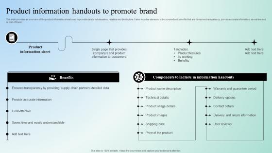 Digital Marketing Techniques Product Information Handouts To Promote Brand Strategy SS V
