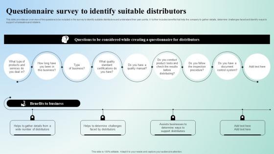 Digital Marketing Techniques Questionnaire Survey To Identify Suitable Distributors Strategy SS V