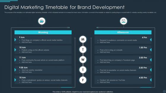 Digital Marketing Timetable For Brand Development