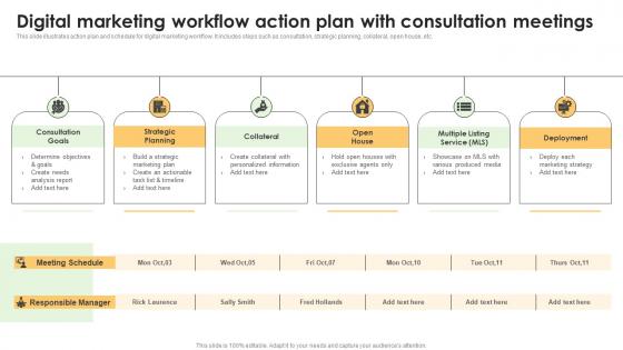 Digital Marketing Workflow Action Plan With Consultation Meetings