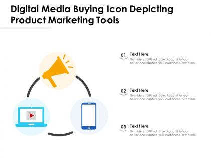 Digital media buying icon depicting product marketing tools