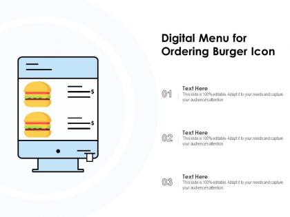 Digital menu for ordering burger icon
