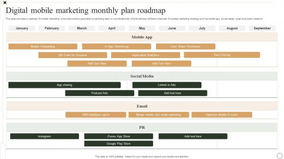 Digital Mobile Marketing Monthly Plan Roadmap