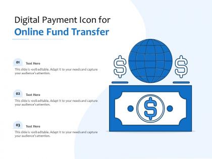 Digital payment icon for online fund transfer