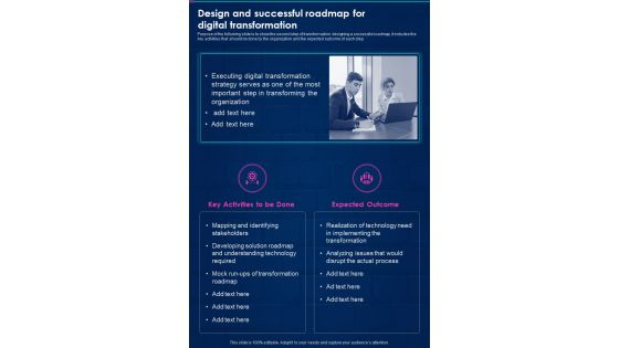 Digital Playbook Design And Successful Roadmap For Digital One Pager Sample Example Document