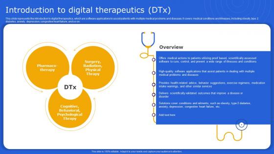 Digital Therapeutics It Introduction To Digital Therapeutics DTx Ppt Professional Designs Download