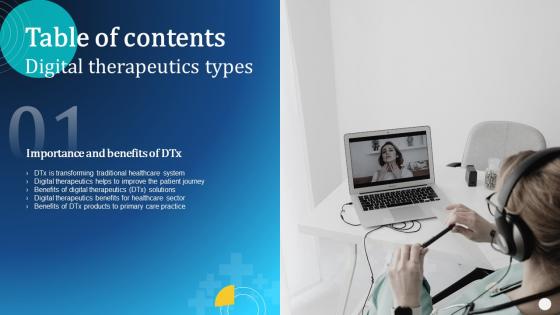 Digital Therapeutics Types Table Of Contents Ppt Powerponit Clipart