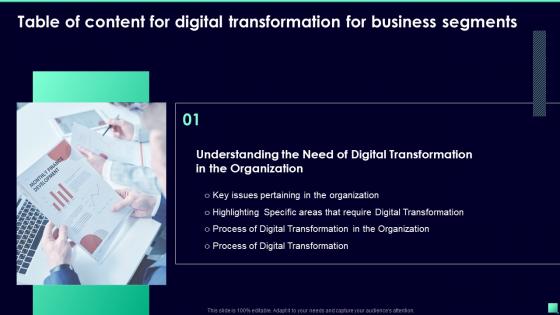 Digital Transformation For Business Segments For Table Of Content Ppt Icon Slide Download