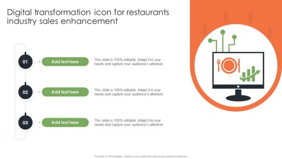 Digital Transformation Icon For Restaurants Industry Sales Enhancement