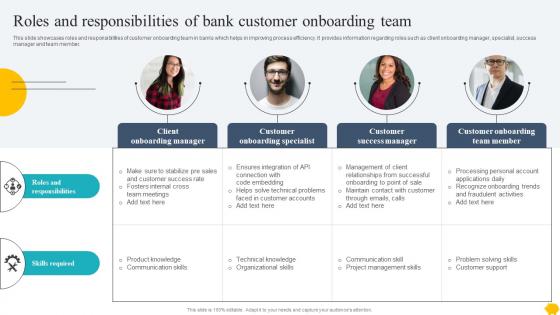 Digitalising Customer Onboarding Roles And Responsibilities Of Bank Customer Onboarding Team