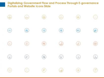 Digitalizing government flow portals and website icons slide ppt presentation layout