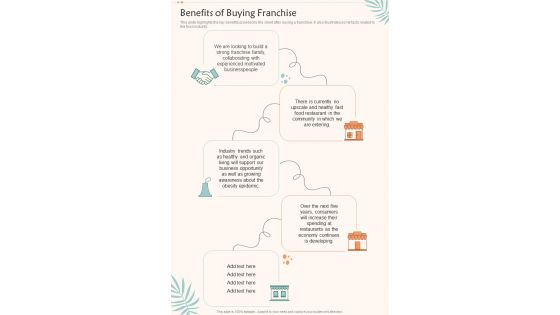 Dining Room Franchise Benefits Of Buying Franchise One Pager Sample Example Document