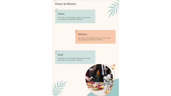 Dining Room Franchise Vision And Mission One Pager Sample Example Document