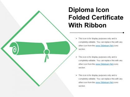 Diploma icon folded certificate with ribbon