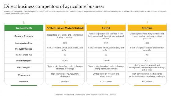 Direct Business Competitors Of Agriculture Business Crop Farming Business Plan BP SS