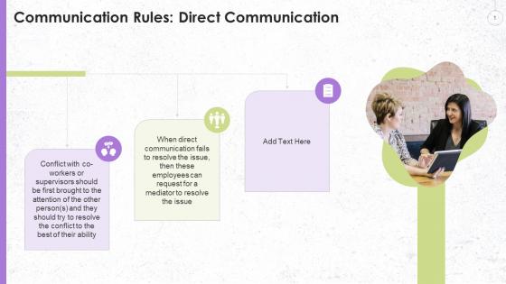 Direct Communication Rule To Resolve Workplace Conflict Training Ppt