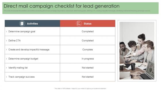 Direct Mail Campaign Checklist For Lead Generation Offline Media To Reach Target Audience