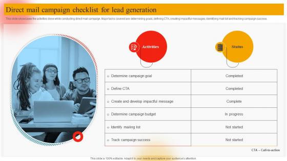 Direct Mail Campaign Checklist For Lead Generation Online Marketing Plan To Generate Website Traffic MKT SS V