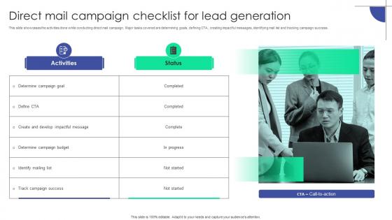 Direct Mail Campaign Checklist For Lead Generation Plan To Assist Organizations In Developing MKT SS V