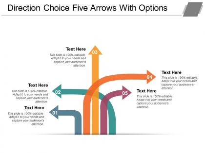Direction choice five arrows with options