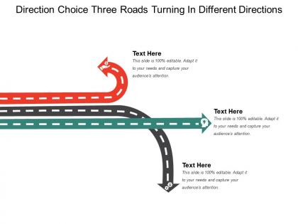 Direction choice three roads turning in different directions