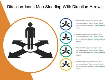 Direction icons man standing with direction arrows