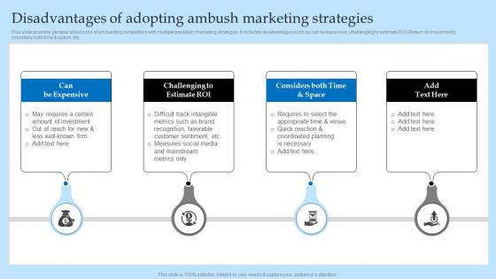 Disadvantages Of Adopting Ambush Marketing Effective Predatory Marketing Tactics MKT SS V