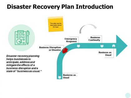 Disaster recovery plan introduction ppt powerpoint presentation icon samples