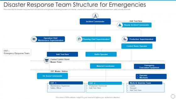 Disaster response team structure for emergencies
