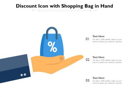 Discount icon with shopping bag in hand