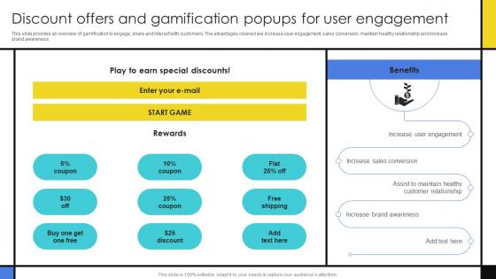 Discount Offers And Gamification Popups For User Guide To Develop Advertising Campaign