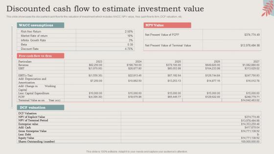 Discounted Cash Flow To Estimate Investment Value Ideal Image Medspa Business BP SS
