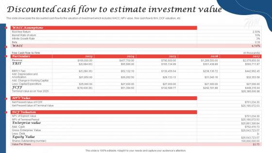 Discounted Cash Flow To Estimate Investment Value Resort Business Plan BP SS