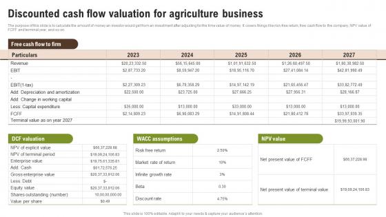 Discounted Cash Flow Valuation For Agriculture Business Wheat Farming Business Plan BP SS